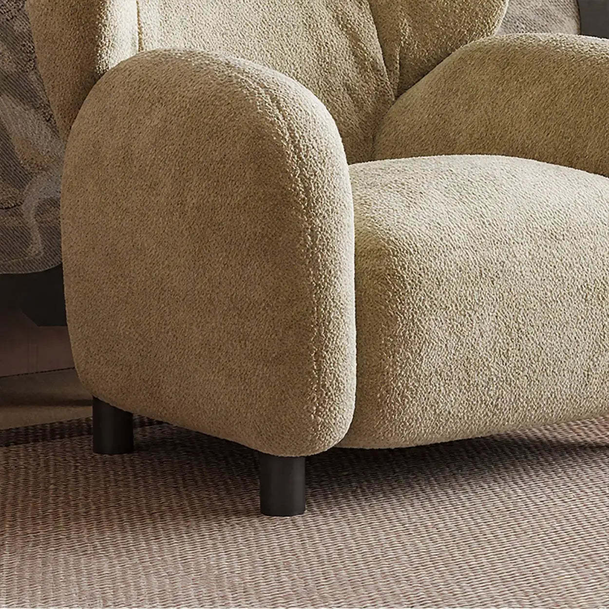 Modern Apricot Chenille Wingback Accent Chair with Arms