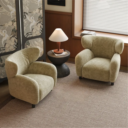Modern Apricot Chenille Wingback Accent Chair with Arms — Apricot