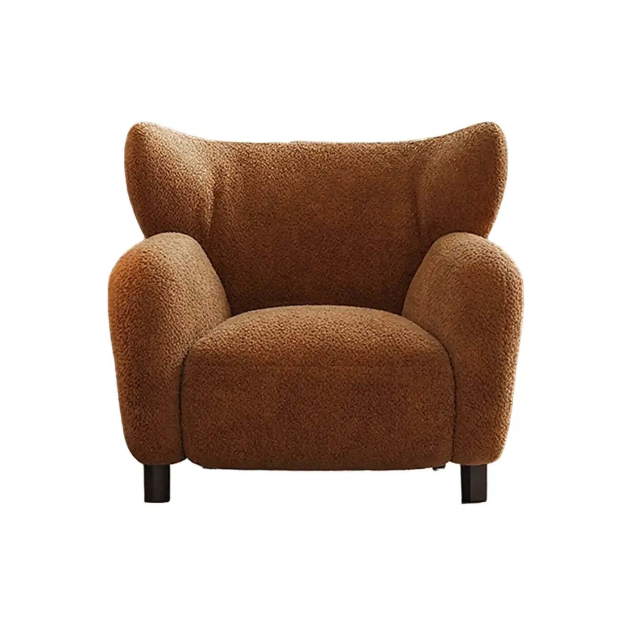 Modern Apricot Chenille Wingback Accent Chair with Arms