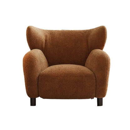 Modern Apricot Chenille Wingback Accent Chair with Arms