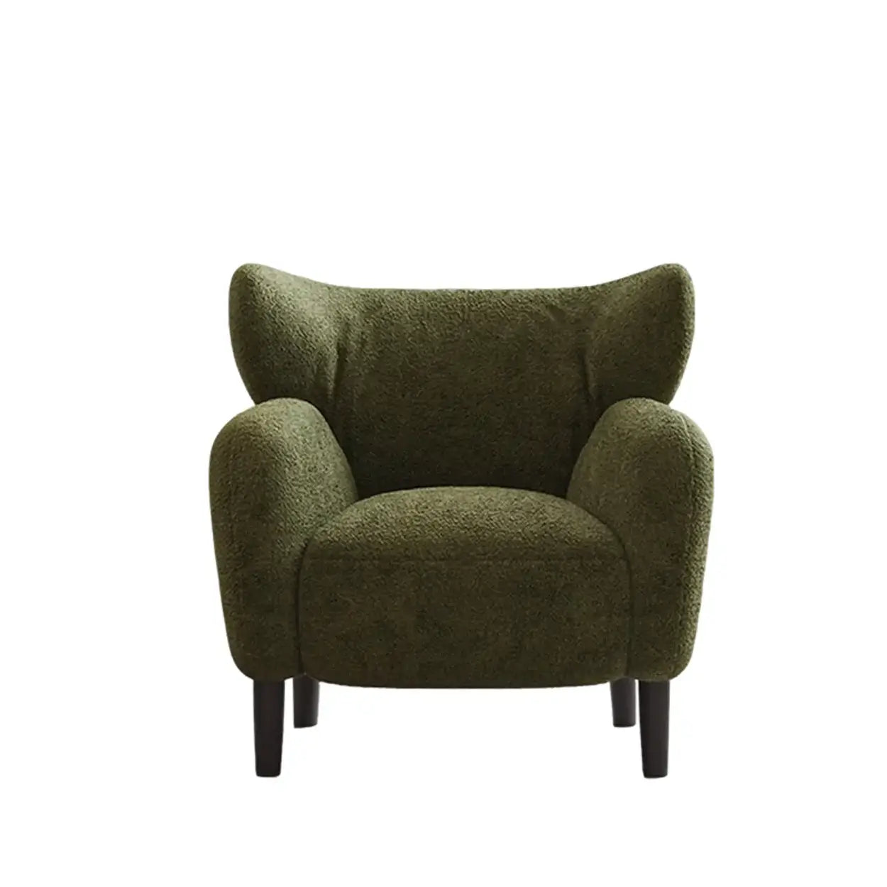 Modern Apricot Chenille Wingback Accent Chair with Arms