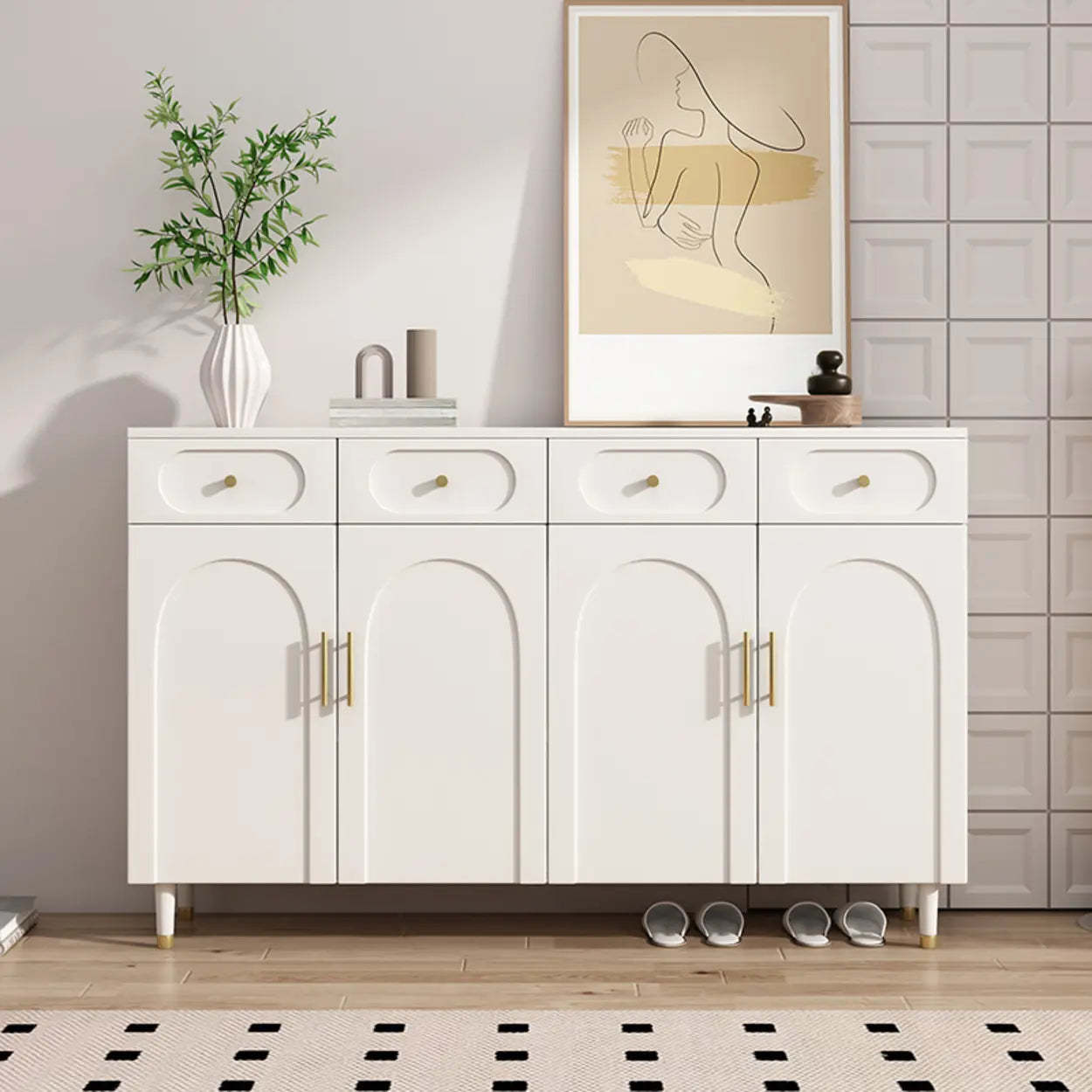 Lighom modern shoe engineered white shoe storage — 55" L x 14" W x 38" H