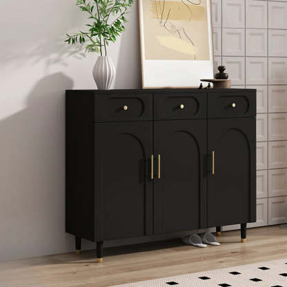 Modern White Arch Engineered Wood Shoe Cabinet — Fruit Green