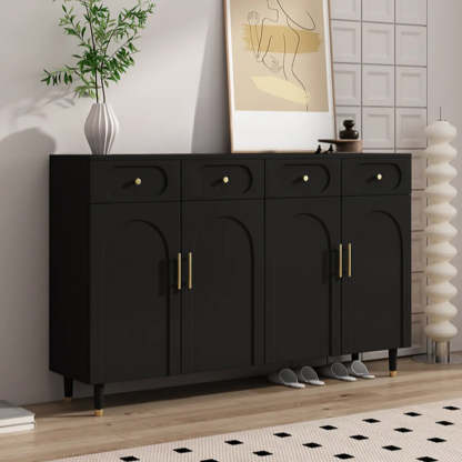 Modern White Arch Engineered Wood Shoe Cabinet — Black