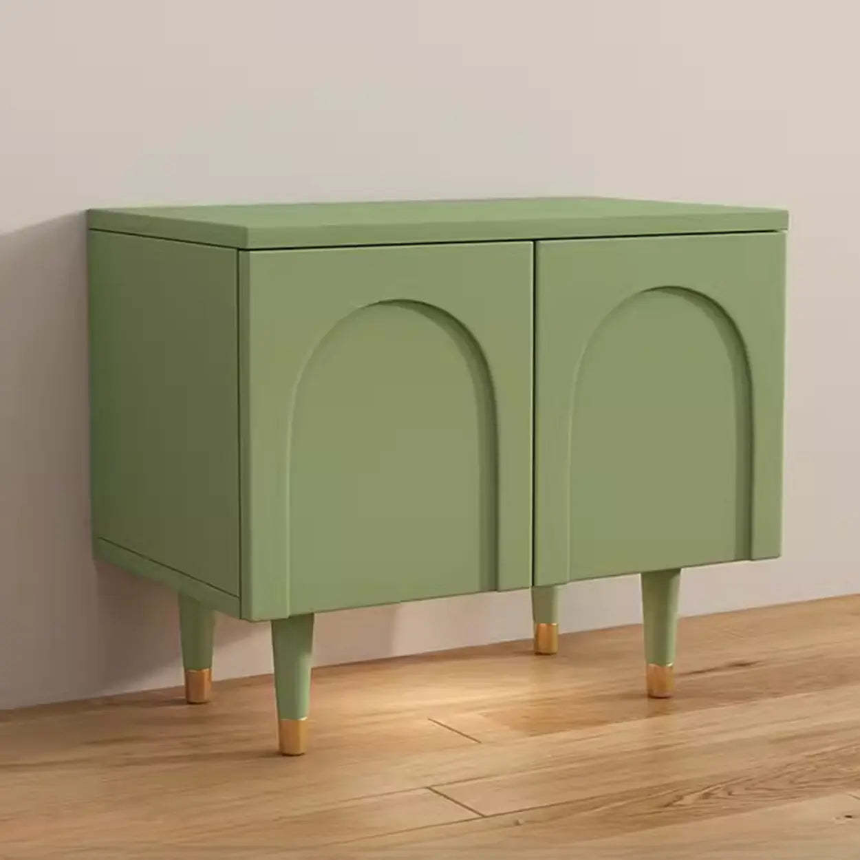 Modern White Arch Engineered Wood Shoe Cabinet — Fruit Green
