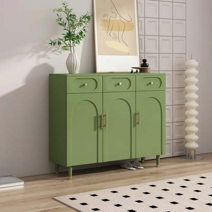 Modern White Arch Engineered Wood Shoe Cabinet — Black