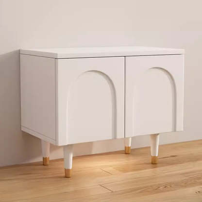 Modern White Arch Engineered Wood Shoe Cabinet — Cream White