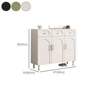 Modern White Arch Engineered Wood Shoe Cabinet — Fruit Green