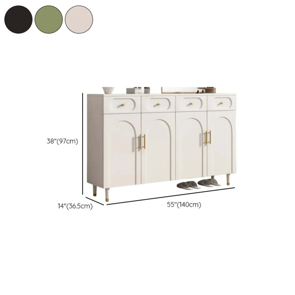 Modern White Arch Engineered Wood Shoe Cabinet