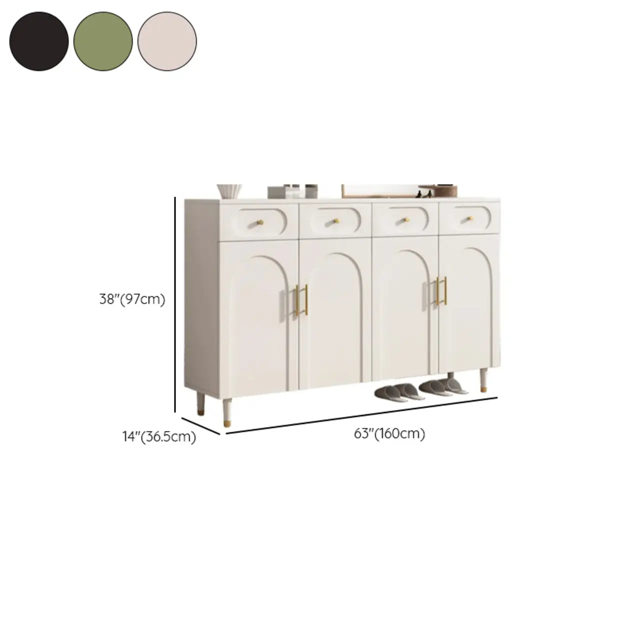 Modern White Arch Engineered Wood Shoe Cabinet