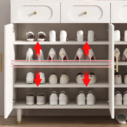 Modern White Arch Engineered Wood Shoe Cabinet — Fruit Green