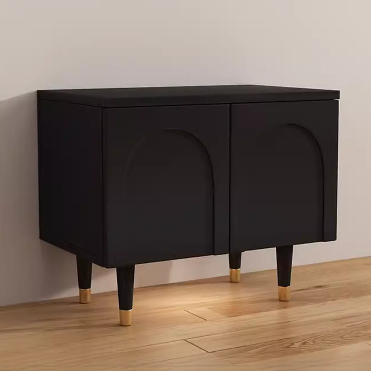 Modern White Arch Engineered Wood Shoe Cabinet — Black