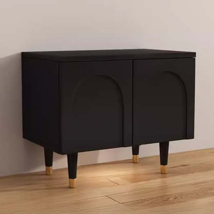 Modern White Arch Engineered Wood Shoe Cabinet — Black