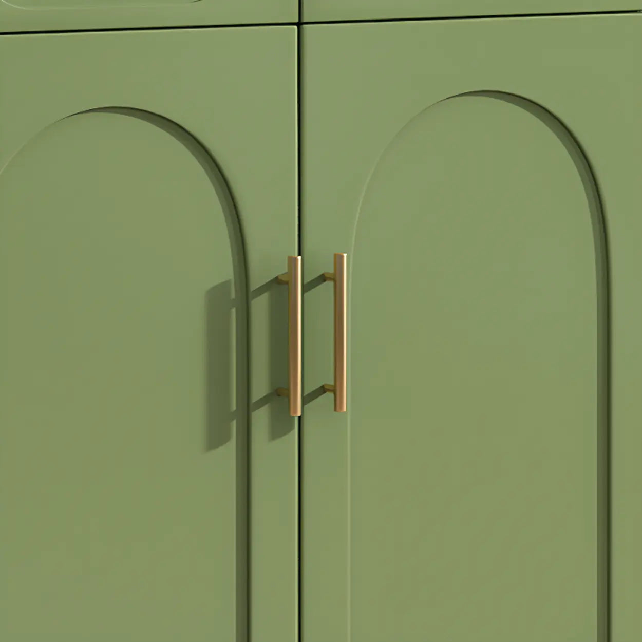 Modern White Arch Engineered Wood Shoe Cabinet — Cream White
