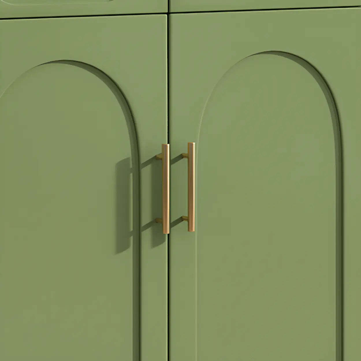 Modern White Arch Engineered Wood Shoe Cabinet — Cream White