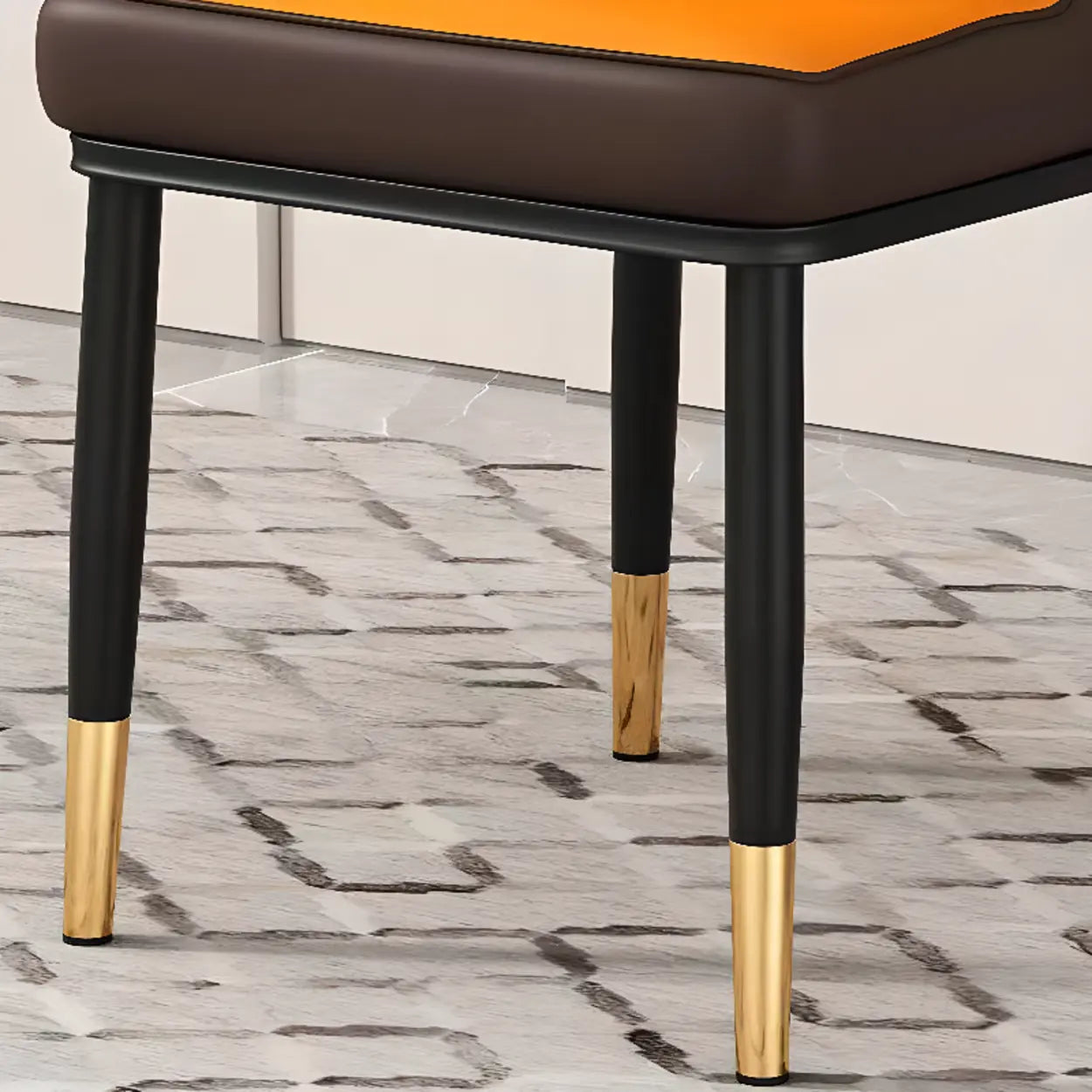 Modern Armless Dining Chair with Padded Seat — White-Brown / Black/ Gold