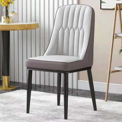 Modern Armless Dining Chair with Padded Seat — Gray-Brown / Black/ Gold