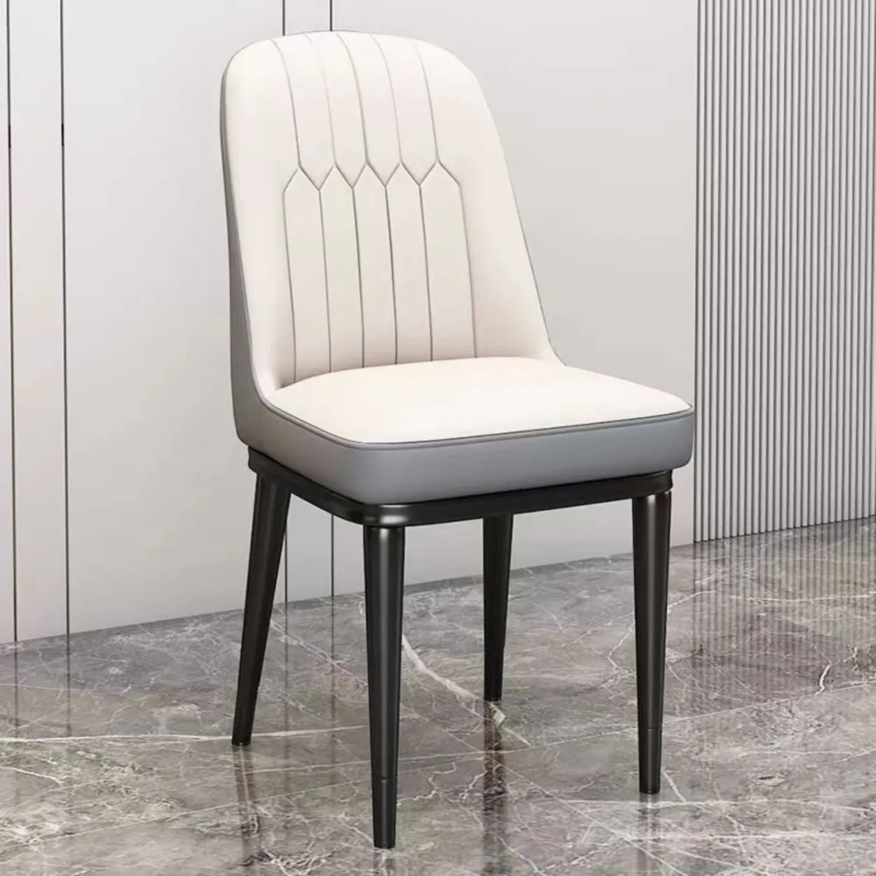 Modern Armless Dining Chair with Padded Seat — Blue/ Brown / Black