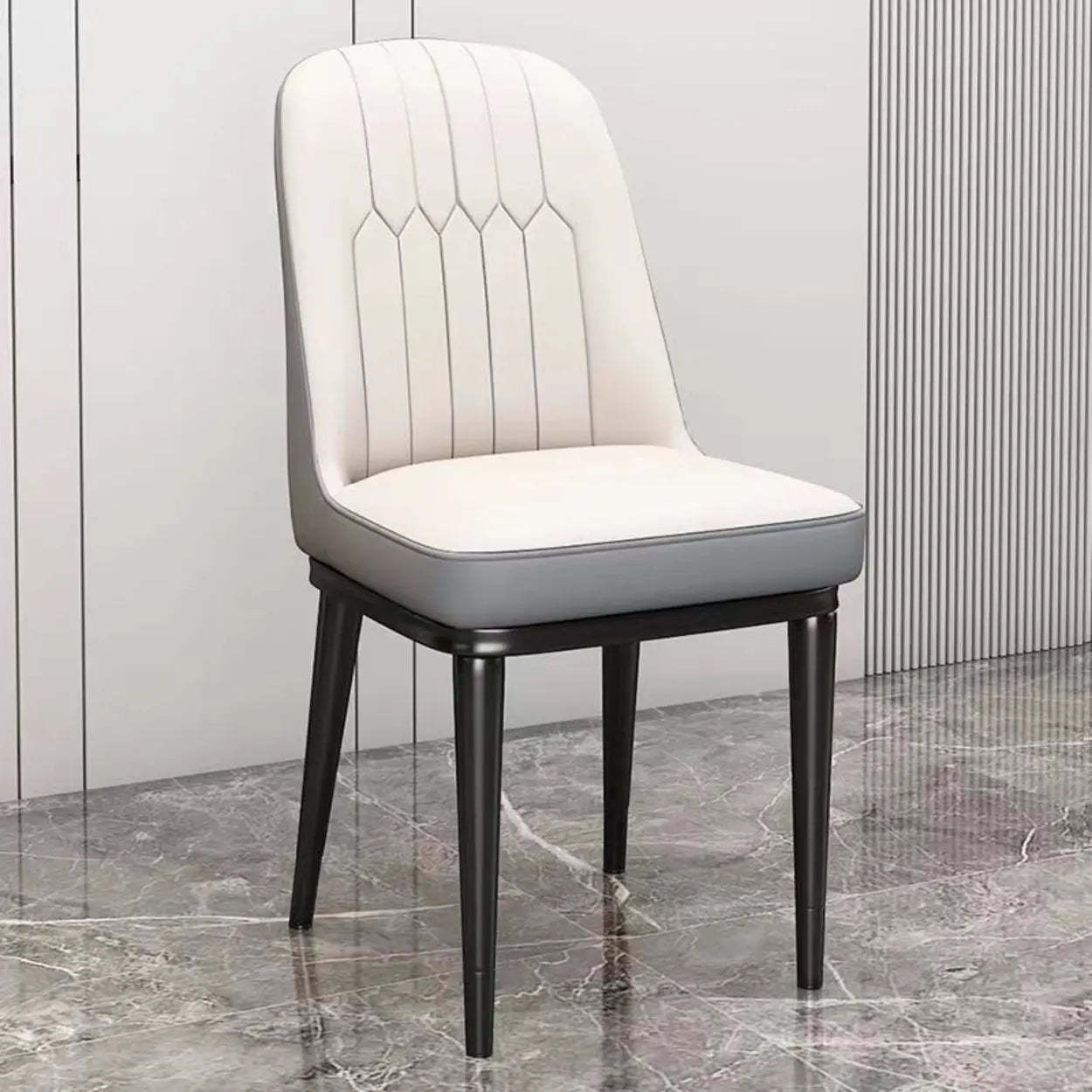 Modern Armless Dining Chair with Padded Seat — Blue/ Brown / Black
