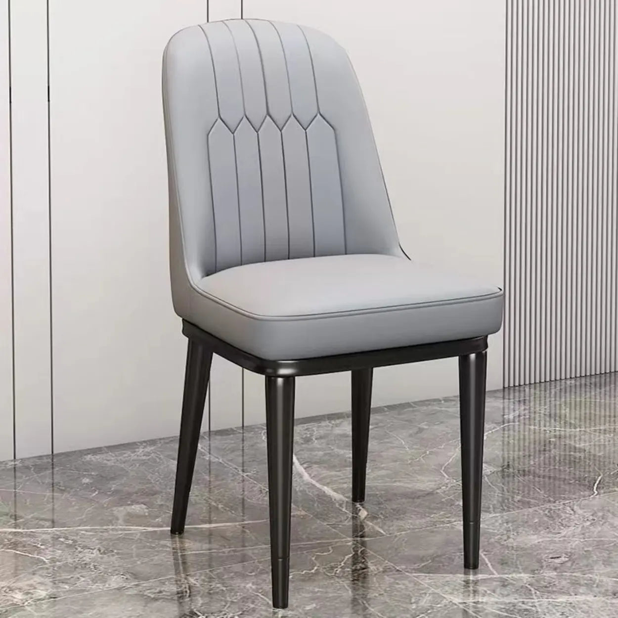 Modern Armless Dining Chair with Padded Seat — Blue/ Brown / Black/ Gold