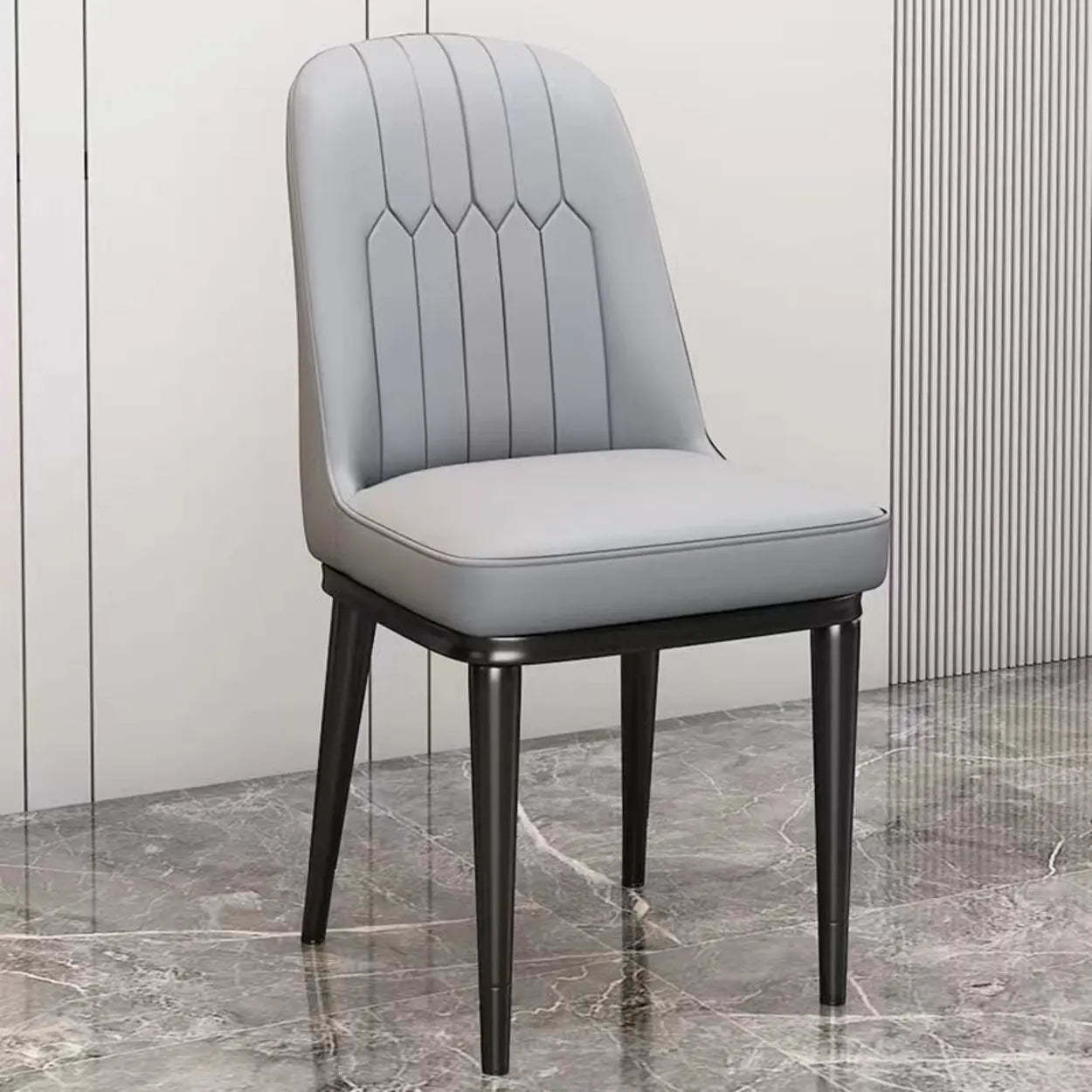 Modern Armless Dining Chair with Padded Seat — Blue/ Brown / Black/ Gold