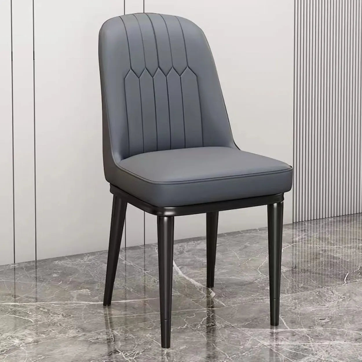 Modern Armless Dining Chair with Padded Seat — Orange/ Brown / Black