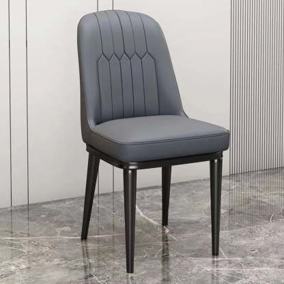 Modern Armless Dining Chair with Padded Seat — Orange/ Brown / Black