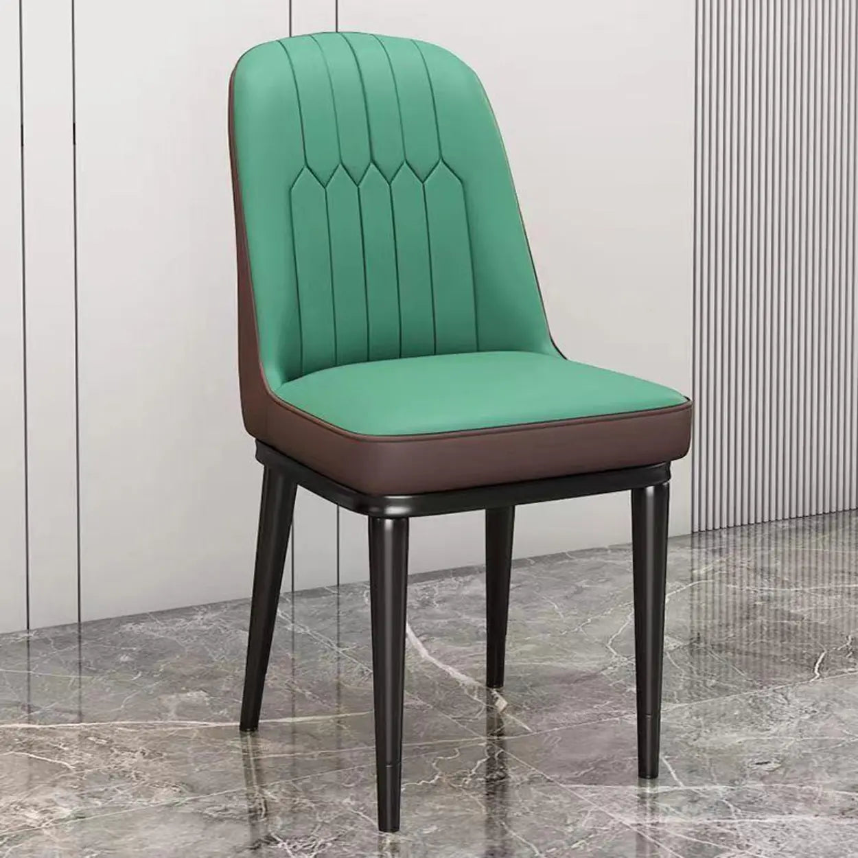 Modern Armless Dining Chair with Padded Seat — Orange / Black