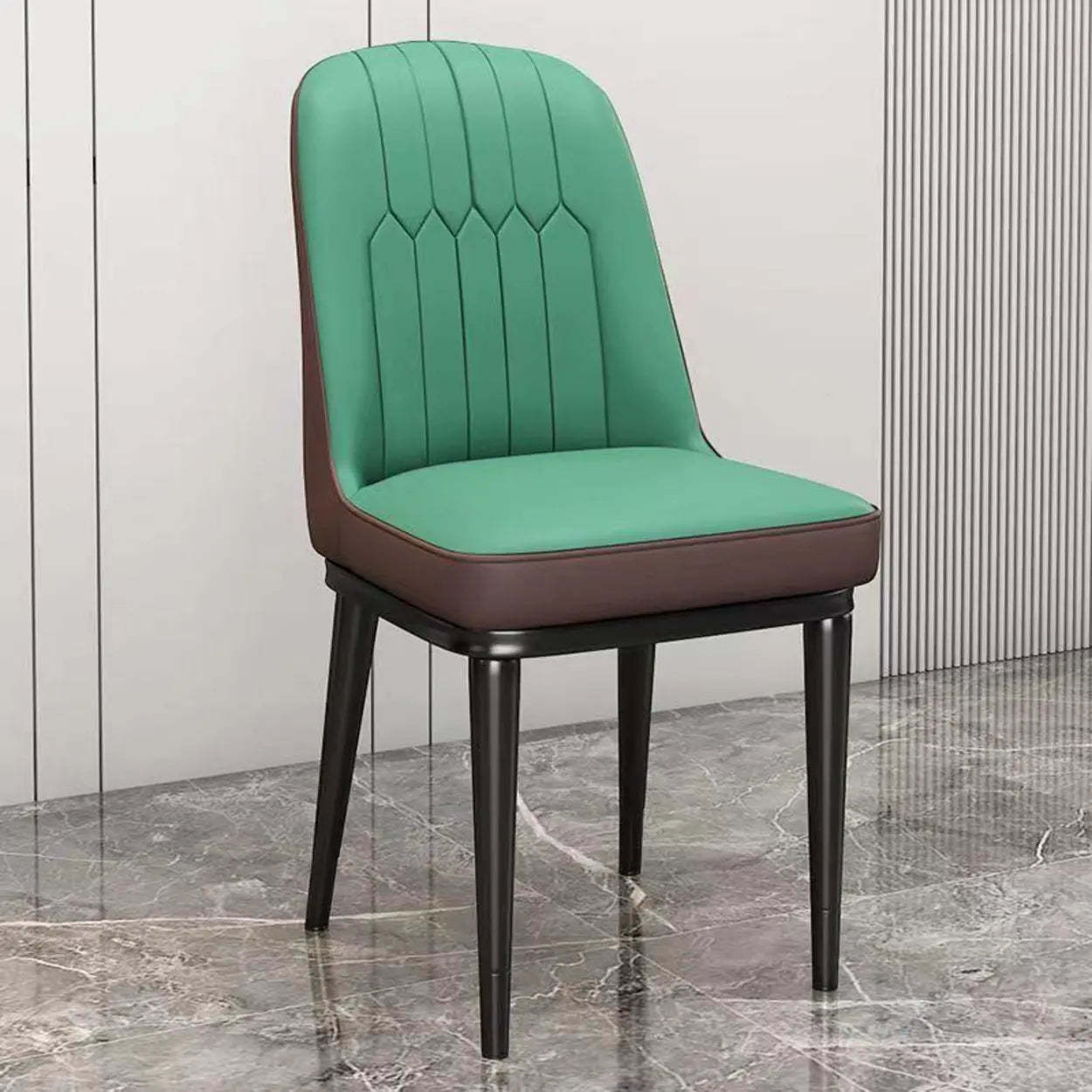 Modern Armless Dining Chair with Padded Seat — Orange / Black
