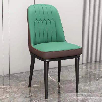 Modern Armless Dining Chair with Padded Seat — Orange / Black