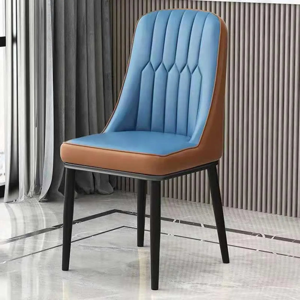 Modern Armless Dining Chair with Padded Seat — Orange / Black/ Gold
