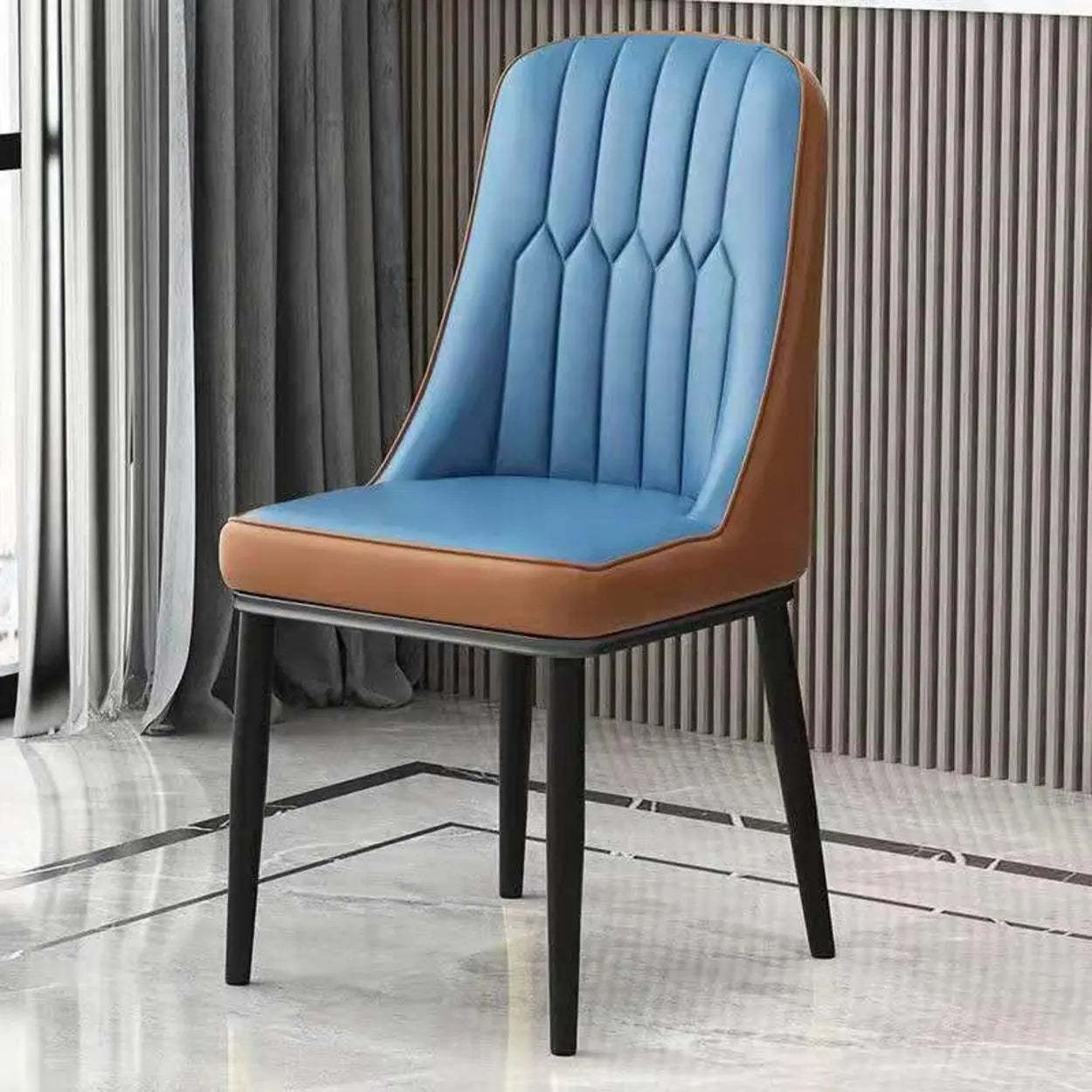 Modern Armless Dining Chair with Padded Seat — Orange / Black/ Gold