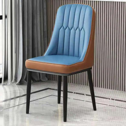 Modern Armless Dining Chair with Padded Seat — Orange / Black/ Gold