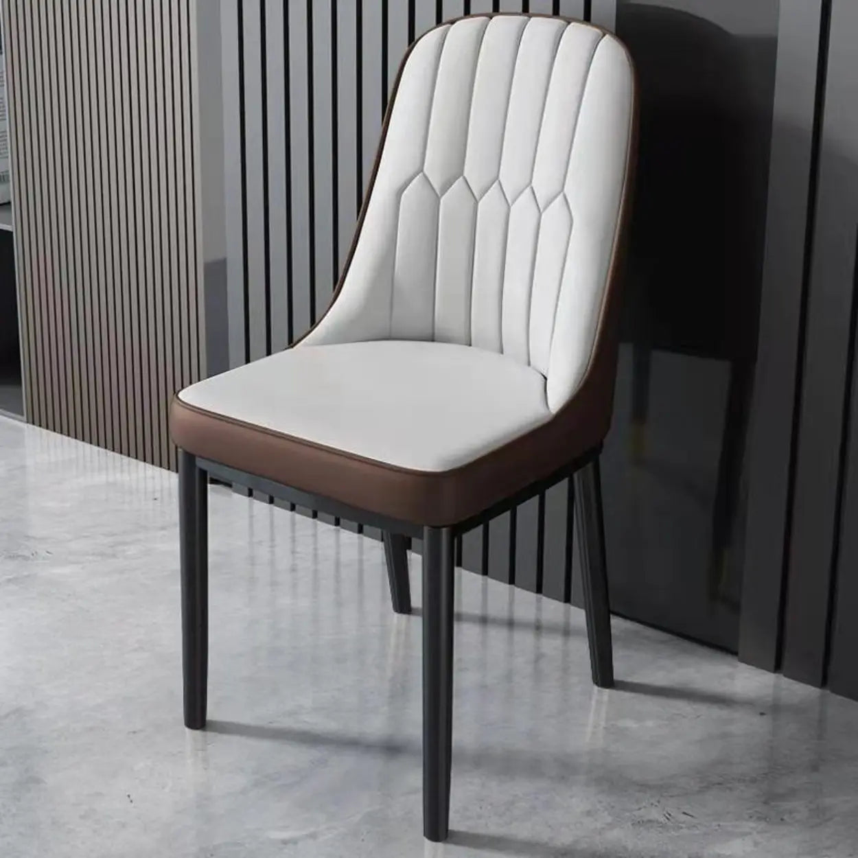 Modern Armless Dining Chair with Padded Seat — Dark Orange / Black