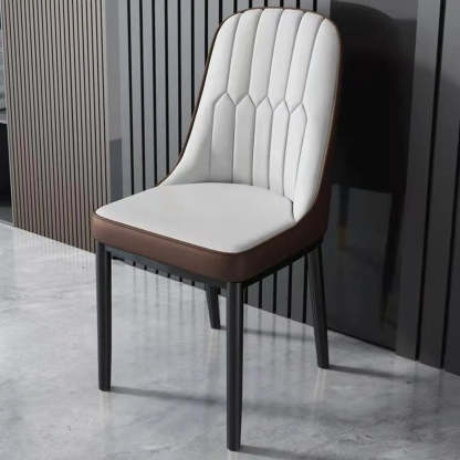 Modern Armless Dining Chair with Padded Seat — Dark Orange / Black