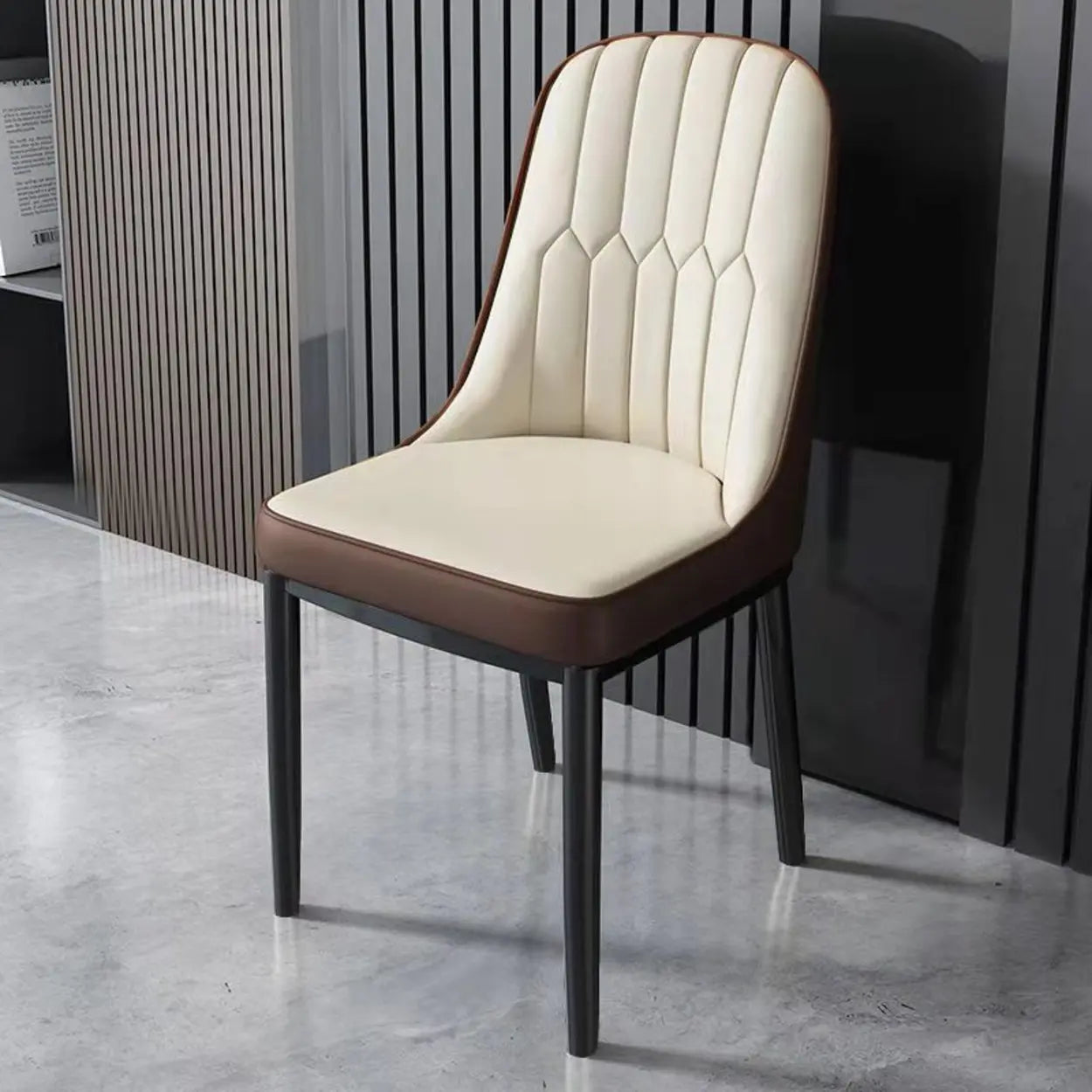 Modern Armless Dining Chair with Padded Seat — Dark Orange / Black/ Gold