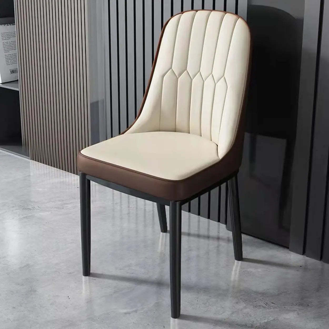 Modern Armless Dining Chair with Padded Seat — Dark Orange / Black/ Gold