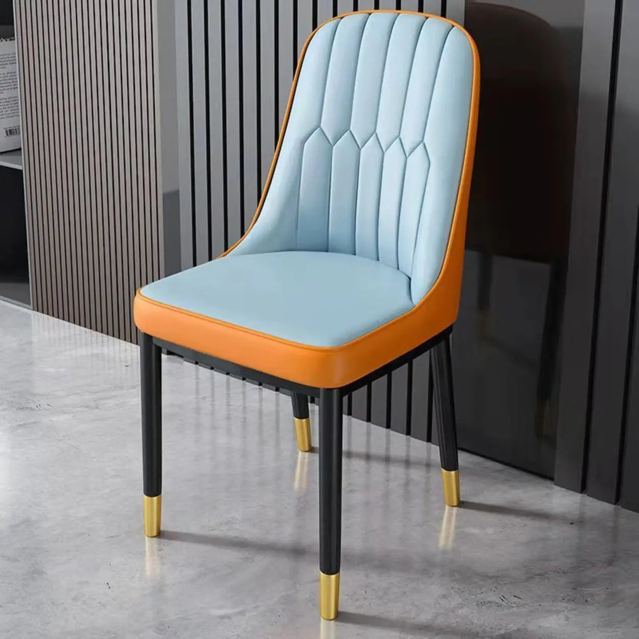 Modern Armless Dining Chair with Padded Seat — Grey / Black