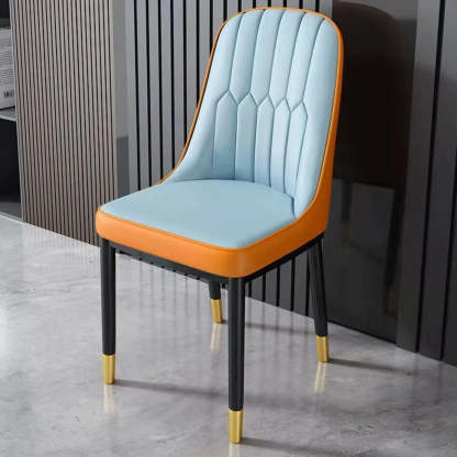 Modern Armless Dining Chair with Padded Seat — Grey / Black