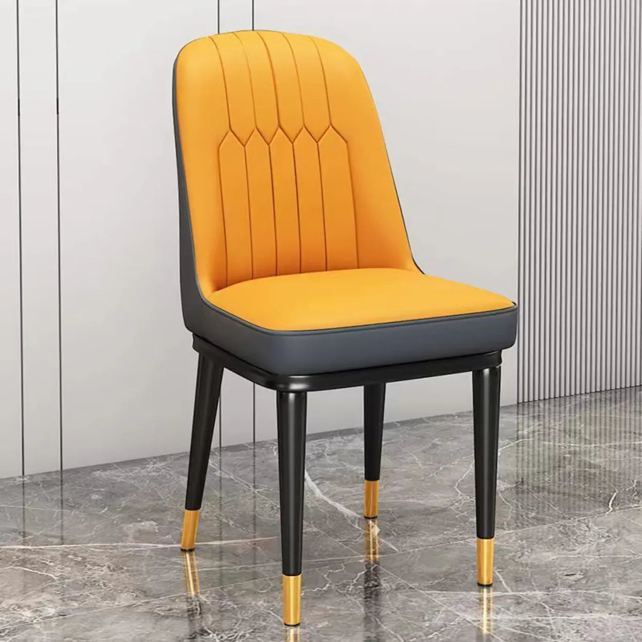 Modern Armless Dining Chair with Padded Seat — Dark Gray / Black