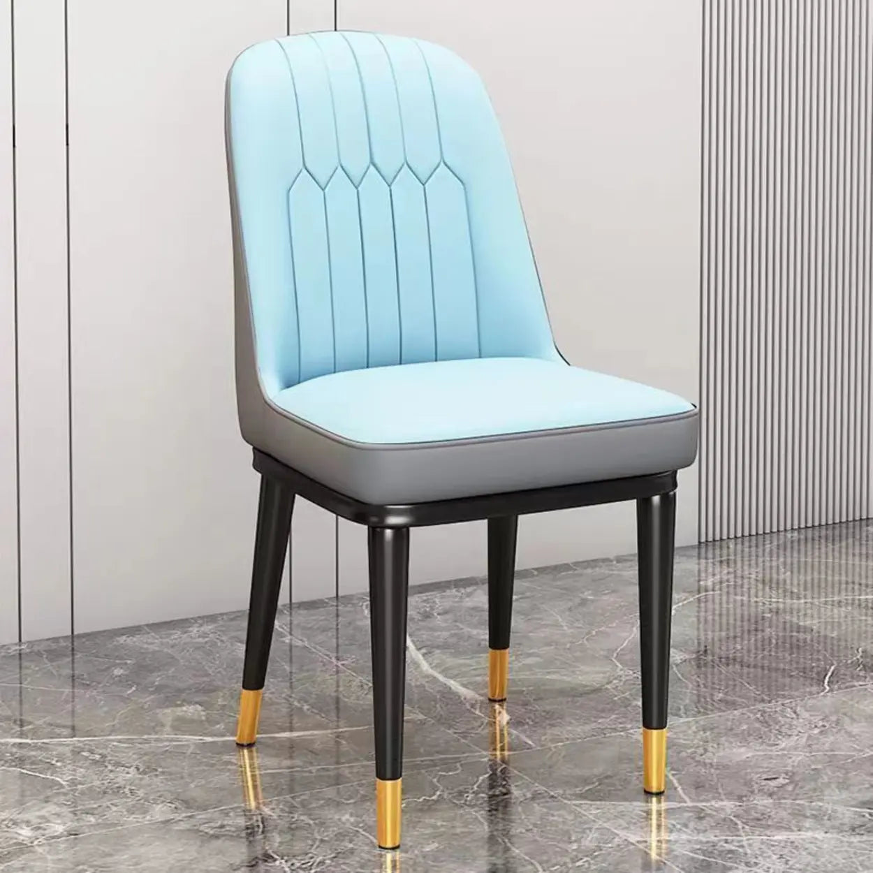 Modern Armless Dining Chair with Padded Seat — Dark Gray / Black/ Gold