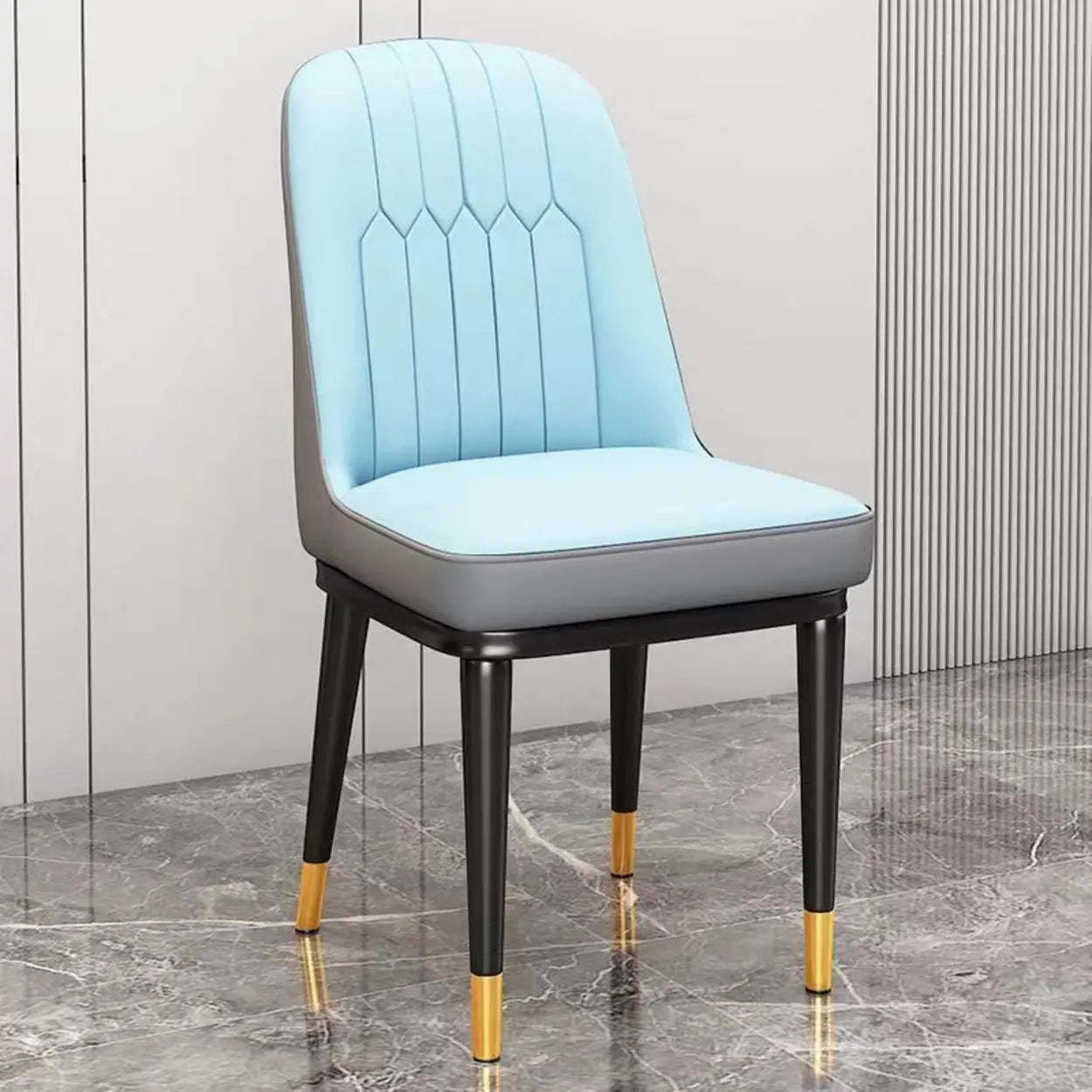 Modern Armless Dining Chair with Padded Seat — Dark Gray / Black/ Gold