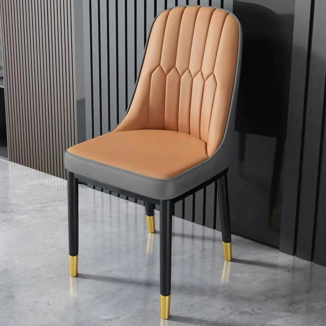 Modern Armless Dining Chair with Padded Seat — Light Gray / Black