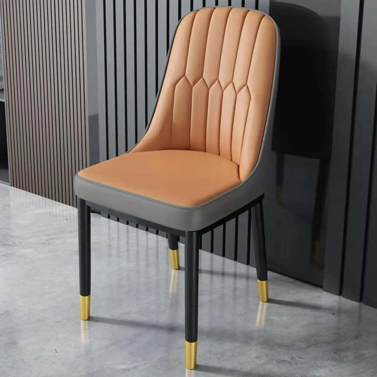 Modern Armless Dining Chair with Padded Seat — Light Gray / Black
