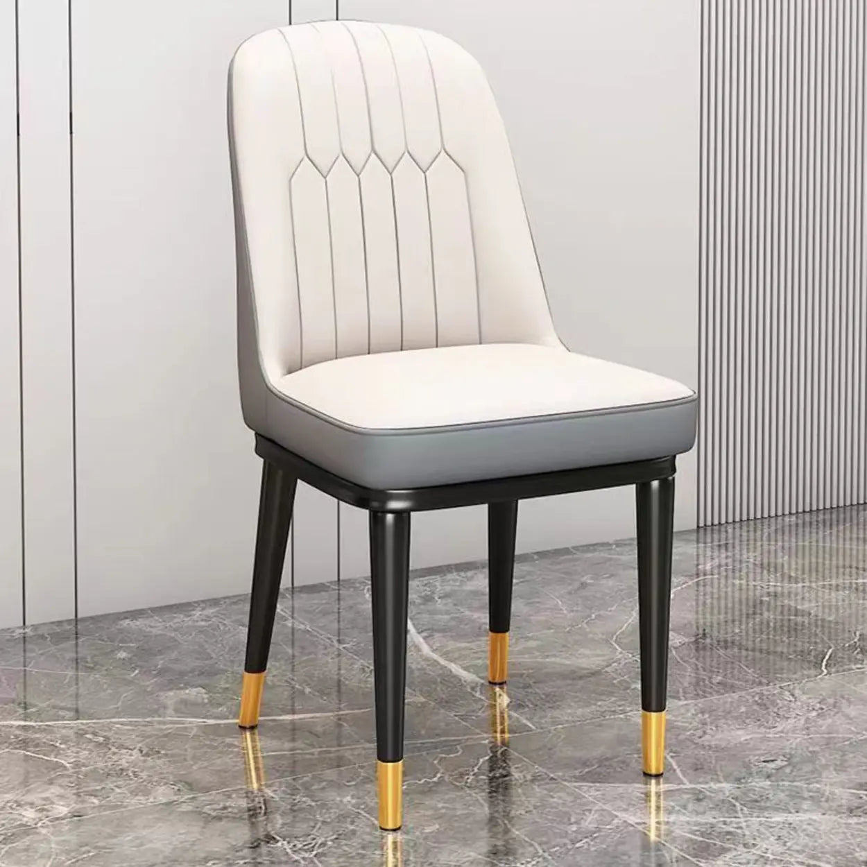 Modern Armless Dining Chair with Padded Seat — Blue/ Orange / Black