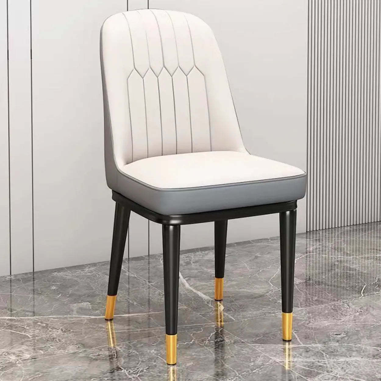 Modern Armless Dining Chair with Padded Seat — Blue/ Orange / Black