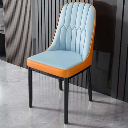 Modern Armless Dining Chair with Padded Seat — White / Black/ Gold