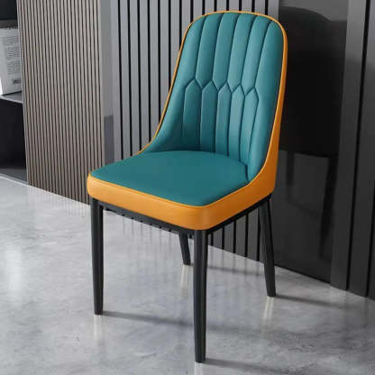 Modern Armless Dining Chair with Padded Seat — Brown / Black