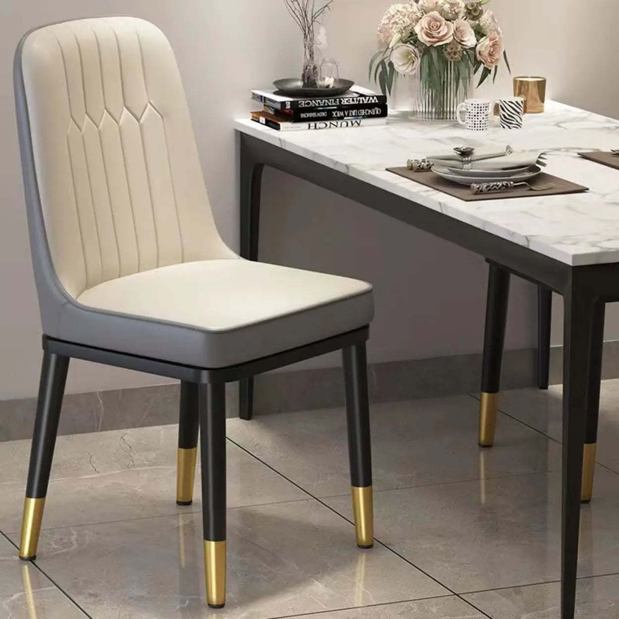 Modern Armless Dining Chair with Padded Seat — Blue / Black
