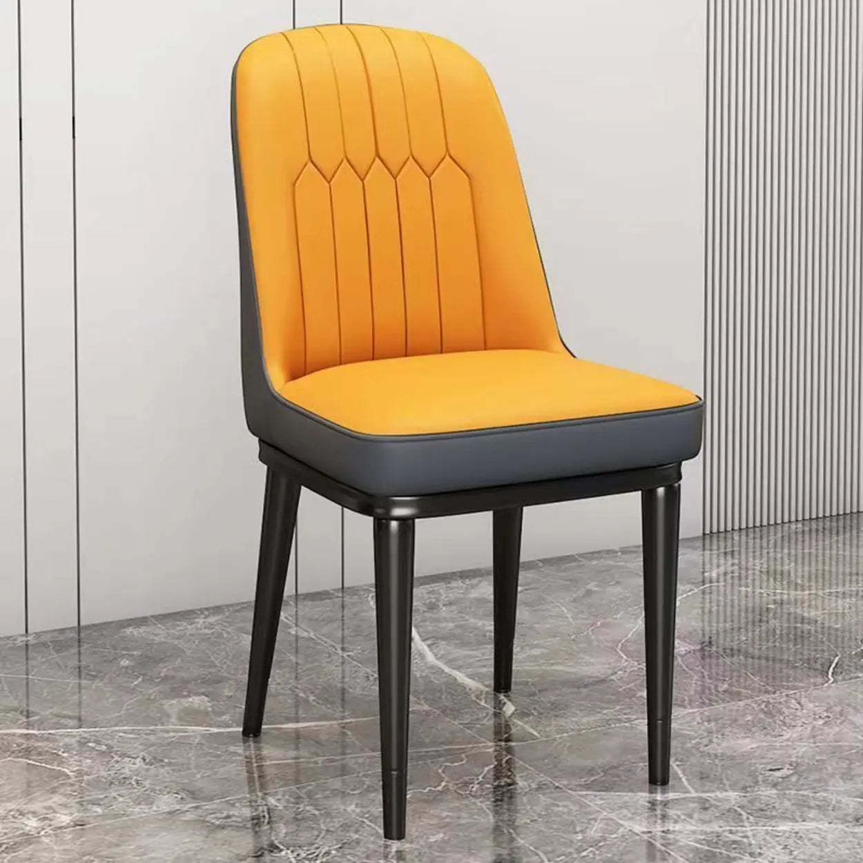 Modern Armless Dining Chair with Padded Seat — Blue / Black/ Gold